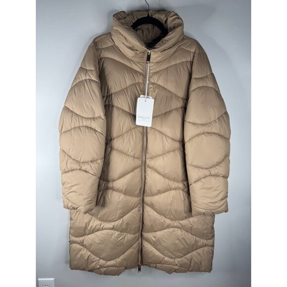 Marina Rinaldi Panfilo Puffer Quilted Coat Jacket Tan Size 16 NWT - Picture 4 of 10